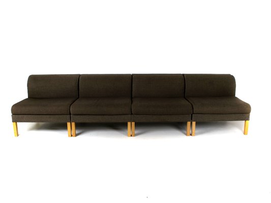 Modular Sofa in Oak and Saga 180 Fabric by Bernt Petersen, Denmark, 1980, Set of 4-UQV-942144