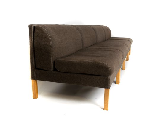 Modular Sofa in Oak and Saga 180 Fabric by Bernt Petersen, Denmark, 1980, Set of 4-UQV-942144