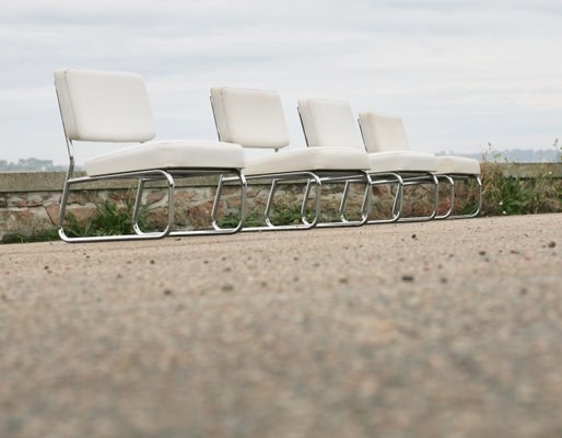 Modular Sofa in Steel & Imitation Leather, 1974, Set of 4-MAO-2032346