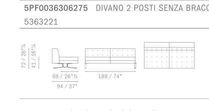 Kennedee 2-Seater 2인 소파 - Technical Drawing