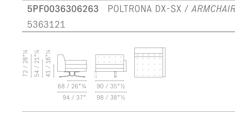 Kennedee Armchair 암체어 - Technical Drawing