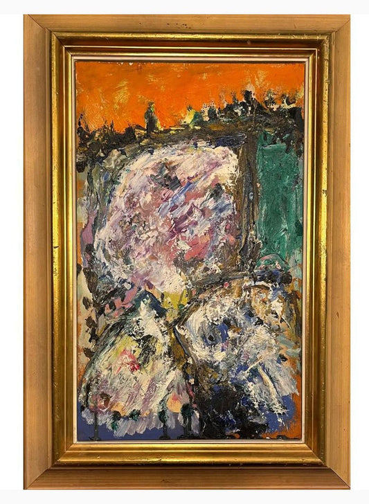 Mogens Balle, Abstract Composition: The Face of the City, Oil Painting, Framed