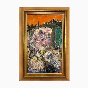 Mogens Balle, Abstract Composition: The Face of the City, Oil Painting, Framed-MTD-1760010