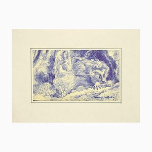 Mogniat-Duclos Bertrand, Angel, Pen on Paper, Mid-20th Century-ZCI-871773