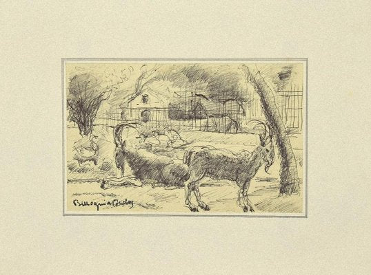 Mogniat-Duclos Bertrand, Animals In the Enclosure, Artwork, 1950s-ZCI-871561