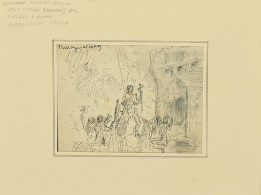 Mogniat-Duclos Bertrand, Figures and the Castle, Pen on Paper, 1950-ZCI-871639