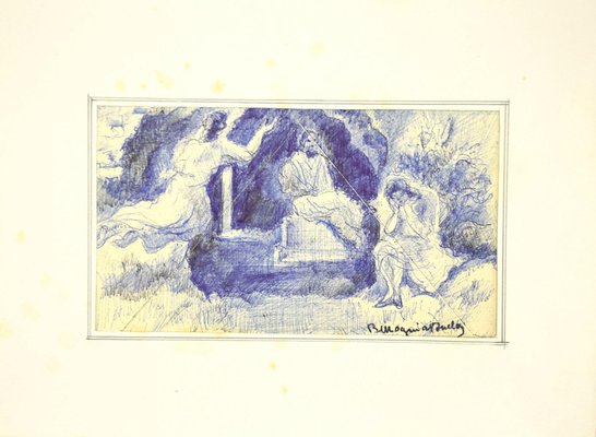 Mogniat-Duclos Bertrand, Figures in the Landscape, Pen, Mid 20th Century-ZCI-871677