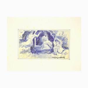 Mogniat-Duclos Bertrand, Figures in the Landscape, Pen, Mid 20th Century-ZCI-871677