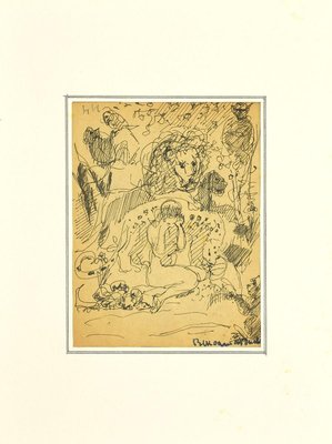 Mogniat-Duclos Bertrand - Nude - Original Pen on Paper - Mid-20th Century-ZCI-872376