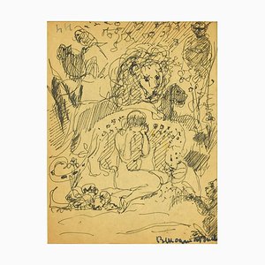 Mogniat-Duclos Bertrand - Nude - Original Pen on Paper - Mid-20th Century-ZCI-872376