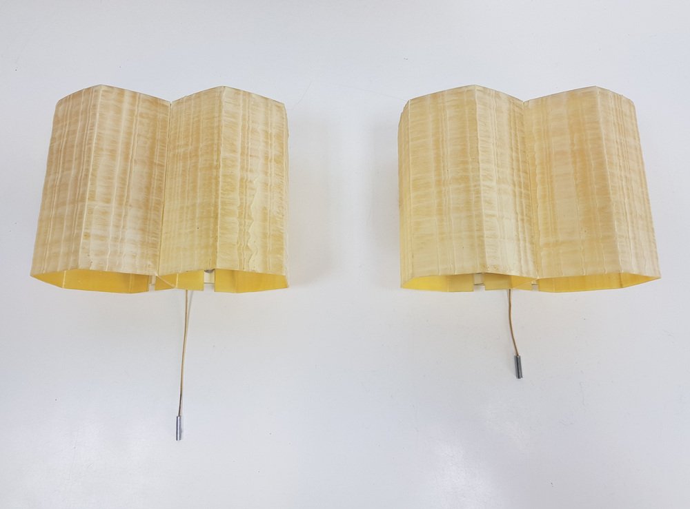 Molecular Double Light Honeycomb Flush Mounts in Fiberglass, 1950s, Set of 2