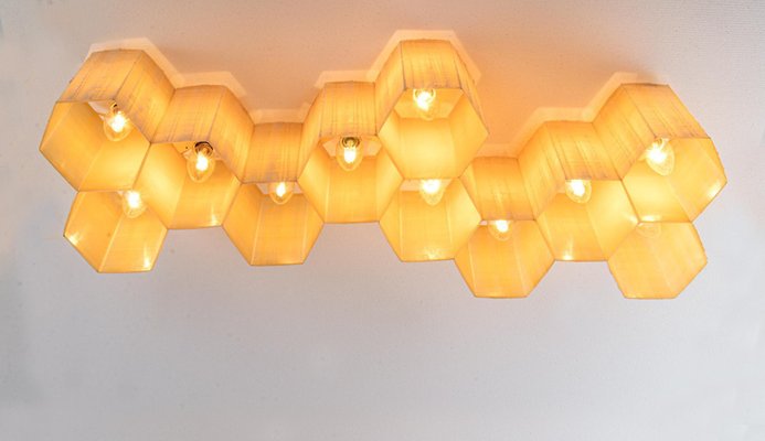 Molecular Honeycomb 11-Light Flush Mount & Wall Light in Fiberglass & Steel, 1950s-DEK-932753