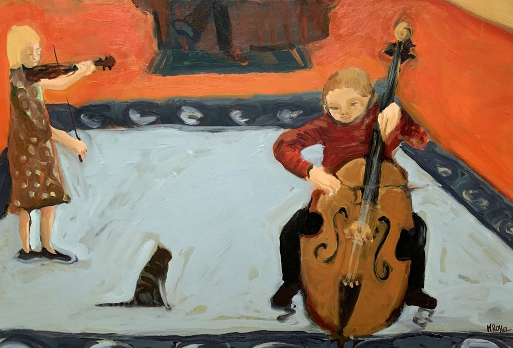 Monika Rossa, An Afternoon with Music, Oil on Board