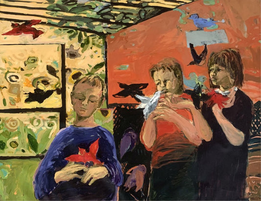 Monika Rossa, Children with Birds, 2011, Oil on Canvas