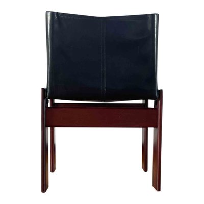 Monk Dining Chairs in Black Leather and Walnut by Afra and Tobia Scarpa for Molteni, 1973, Set of 8-RPH-988020