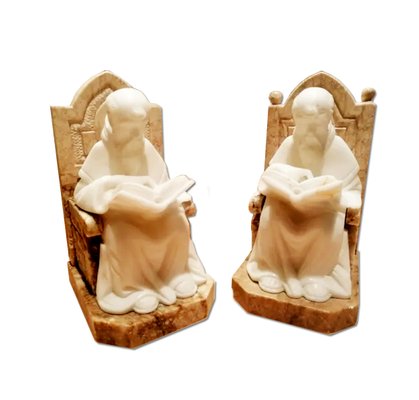 Monk-Shaped Alabaster and Marble Book Holders, Set of 2-ODB-1065298