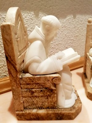 Monk-Shaped Alabaster and Marble Book Holders, Set of 2-ODB-1065298