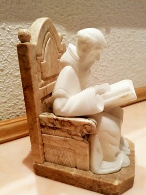 Monk-Shaped Alabaster and Marble Book Holders, Set of 2-ODB-1065298