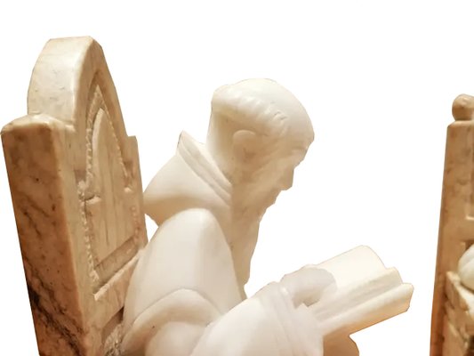 Monk-Shaped Alabaster and Marble Book Holders, Set of 2-ODB-1065298