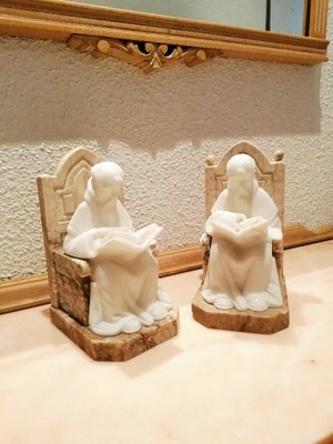 Monk-Shaped Alabaster and Marble Book Holders, Set of 2-ODB-1065298