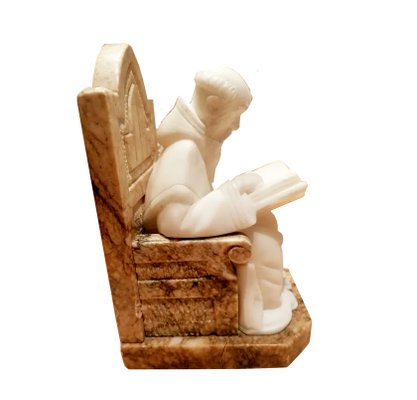 Monk-Shaped Alabaster and Marble Book Holders, Set of 2-ODB-1065298