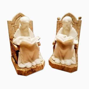 Monk-Shaped Alabaster and Marble Book Holders, Set of 2-ODB-1065298