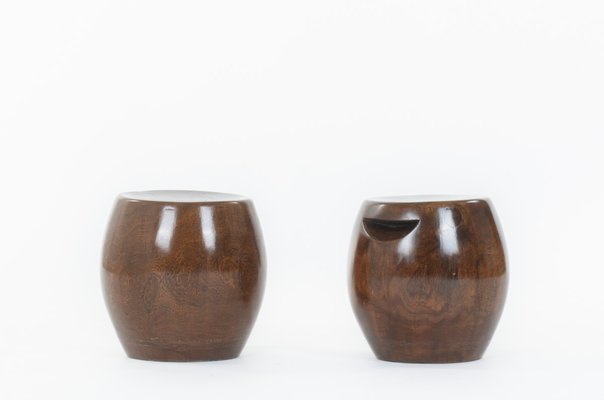 Monoxyl Wood Stools from Senegal, 1950s, Set of 2-US-1723855