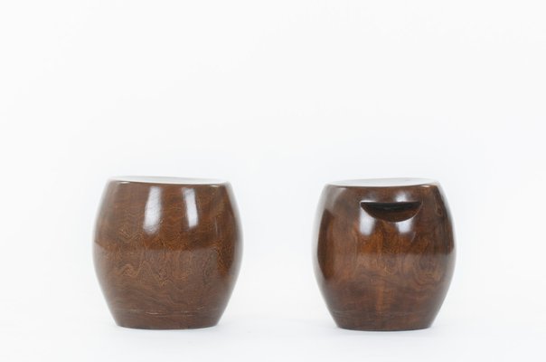 Monoxyl Wood Stools from Senegal, 1950s, Set of 2-US-1723855