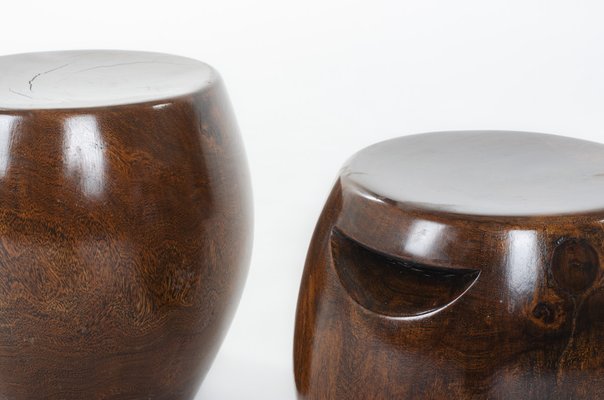 Monoxyl Wood Stools from Senegal, 1950s, Set of 2-US-1723855