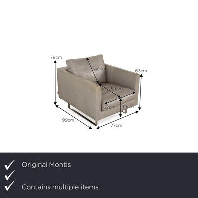 Montis Axel Leather Armchair Set in Grey, Set of 2-RQW-2034111