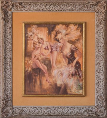 Montserrat Barta, Cabaret Dancers, 20th-Century, Oil on Canvas, Framed-AOI-1196868