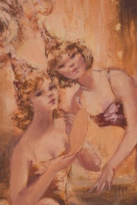 Montserrat Barta, Cabaret Dancers, 20th-Century, Oil on Canvas, Framed-AOI-1196868