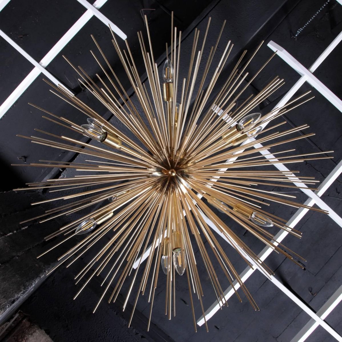 Monumental Brass Sputnik or Urchin Chandelier, 1970s