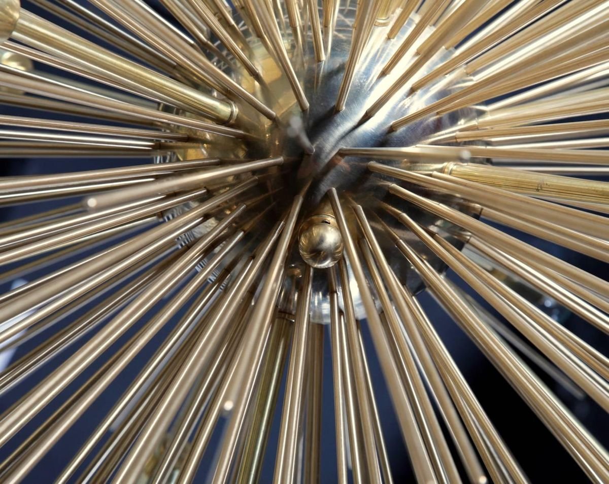 Monumental Brass Sputnik or Urchin Chandelier, 1970s