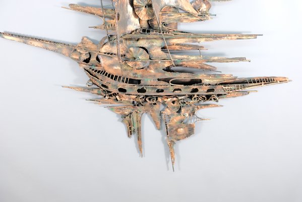 Monumental Metal Brutalist Wall Sculpture by M. Di Giovanni-CIP-938654