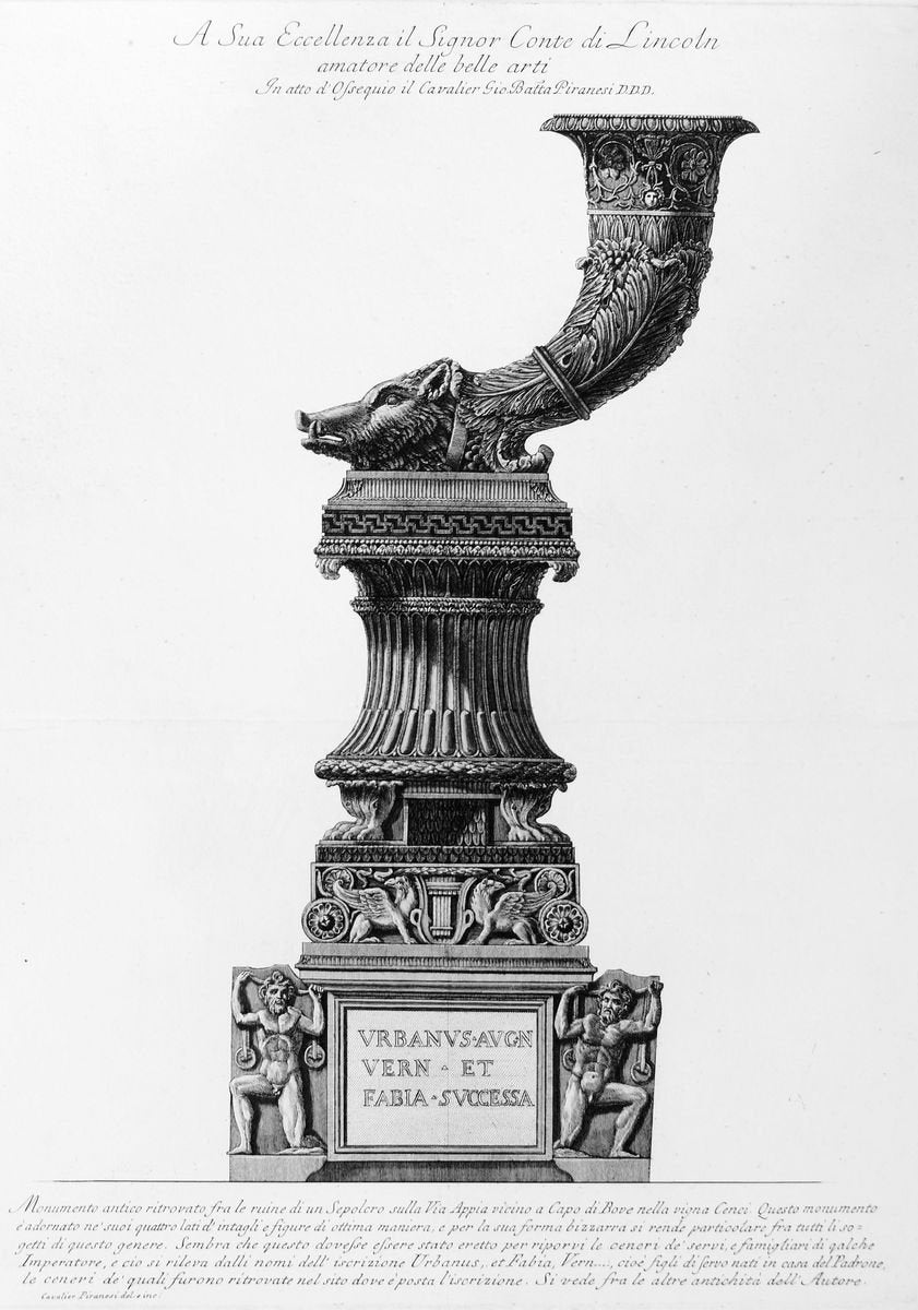 Monumento antico ritrovato fra le rovine di un Sepolcro sulla Via Appia - 1778 1778