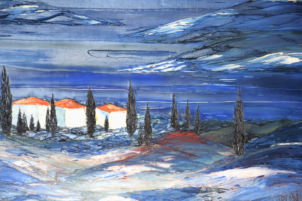 Morgan, Beau paysage provence bleue, Oil on Canvas, 1980s