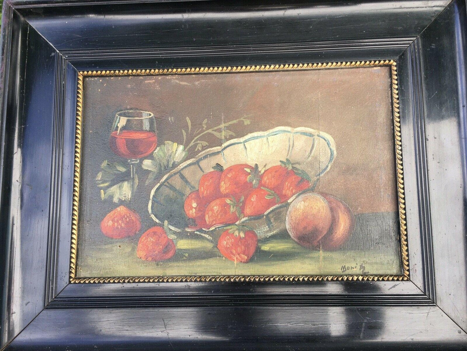 Moritz, Strawberries in the Cup, Oil on Wood