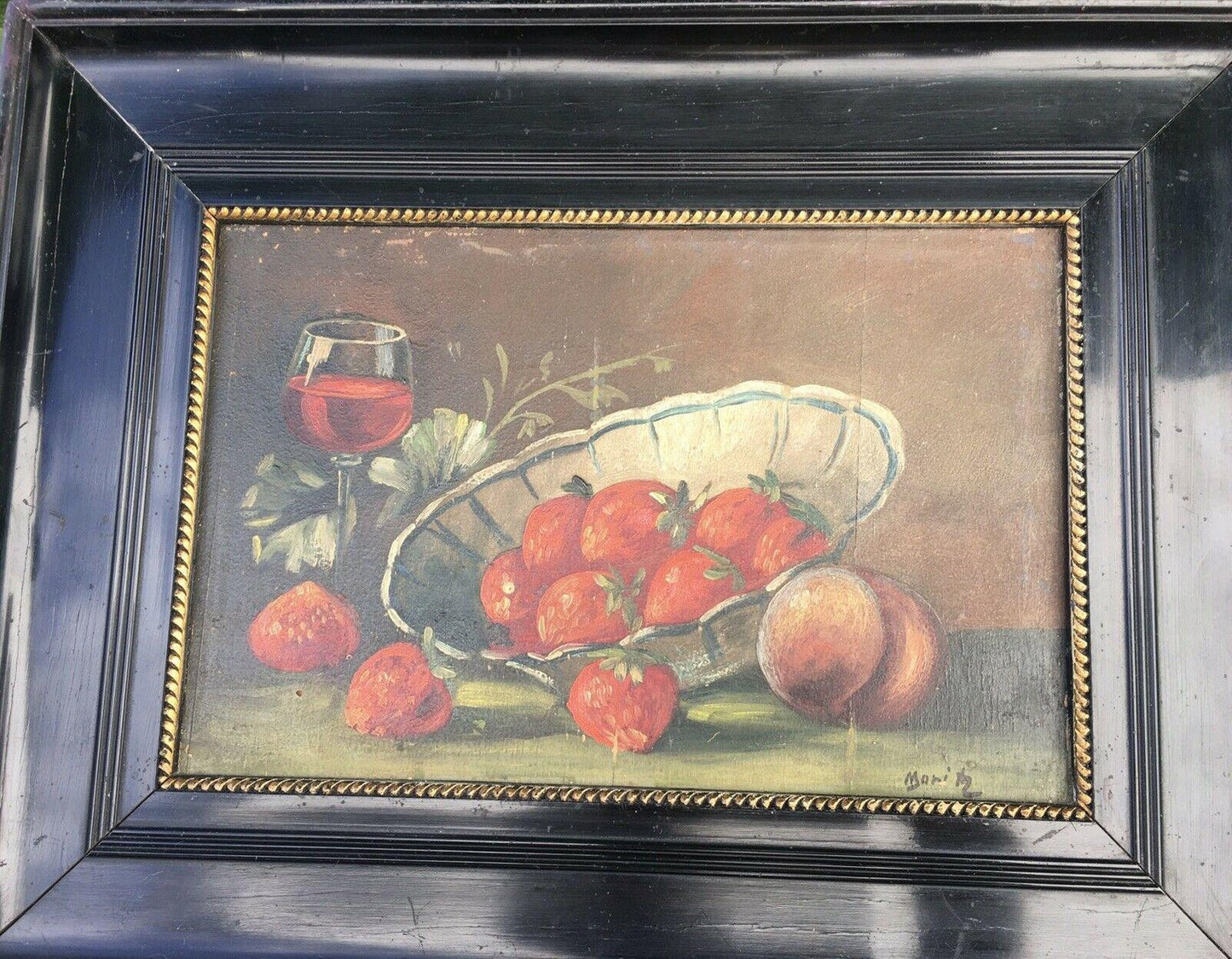 Moritz, Strawberries in the Cup, Oil on Wood