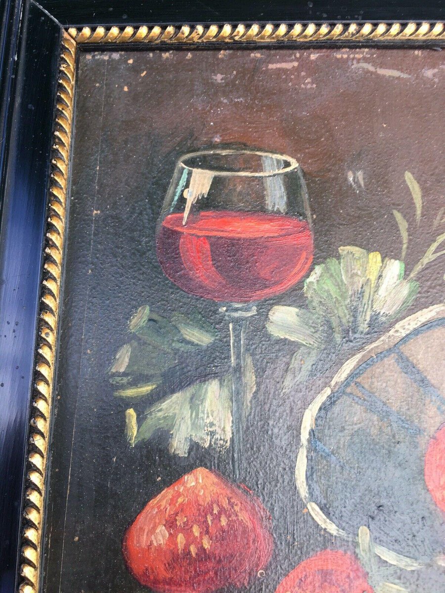 Moritz, Strawberries in the Cup, Oil on Wood