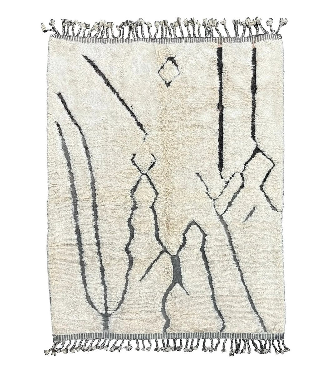 Moroccan Abstract White Berber Area Wool Rug