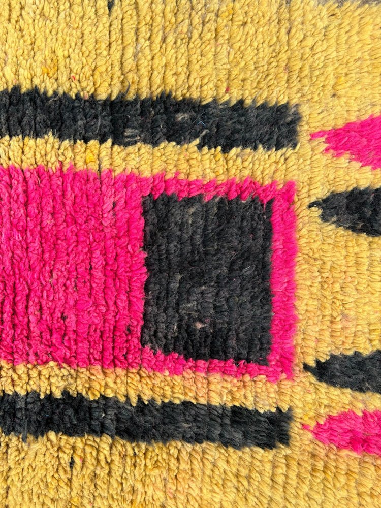 Moroccan Abstract Yellow and Pink Berber Runner Rug