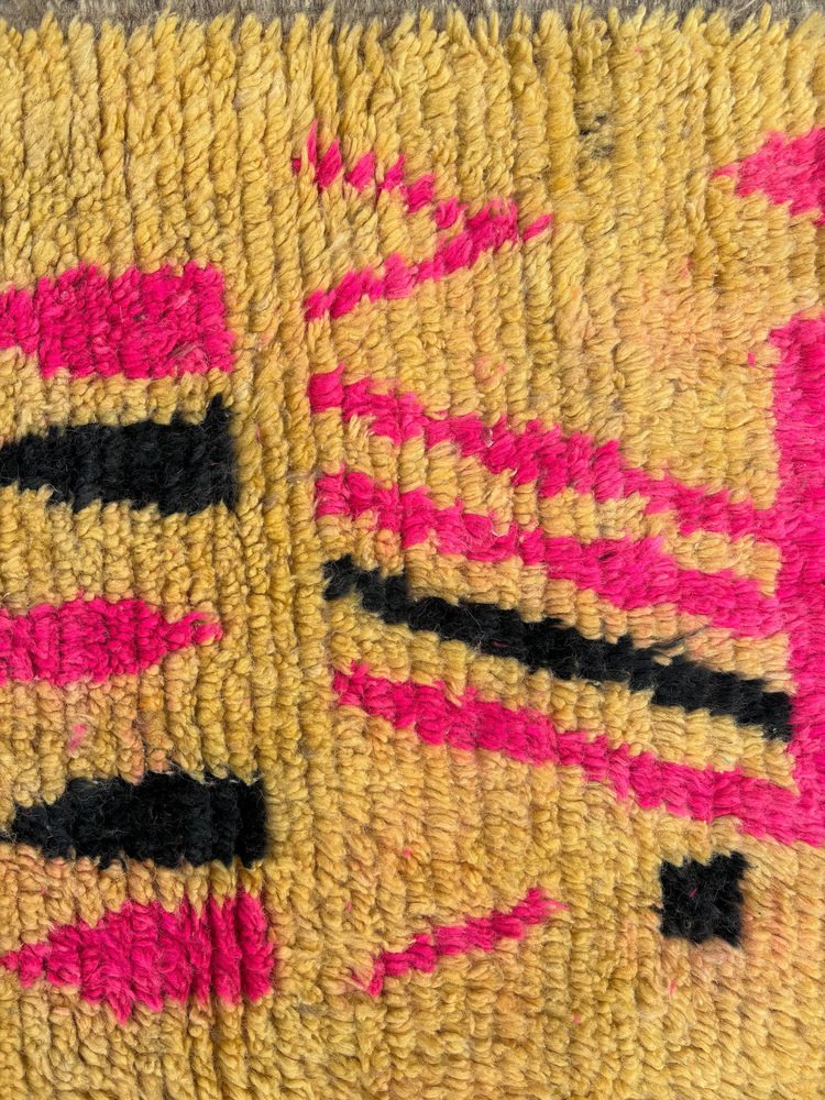 Moroccan Abstract Yellow and Pink Berber Runner Rug