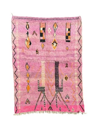 Moroccan Berber Rug in Pink with Geometric Tribal Patterns-QJU-2019794