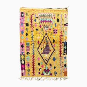 Moroccan Berber Rug with Yellow Base and Colorful Geometric Motifs-QJU-2019763