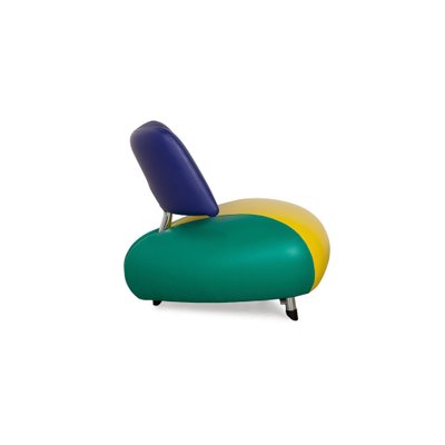 Moroso Pallone Leather Armchair Set in Yellow Green Blue from Moroso, Set of 2-RQW-2036332