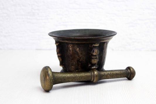 Mortar & Pestle in Bronze, 17th Century, Set of 2