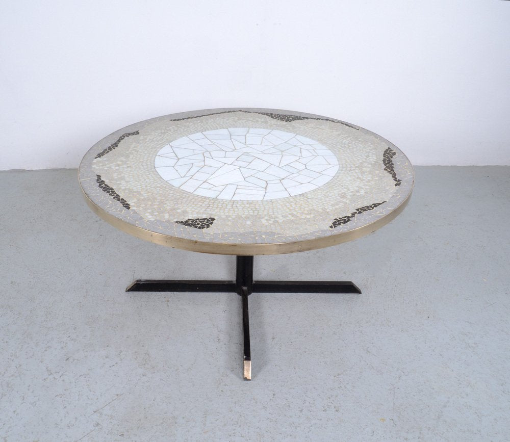 Mosaic and Brass Coffee Table attributed to Berthold Müller, 1950s