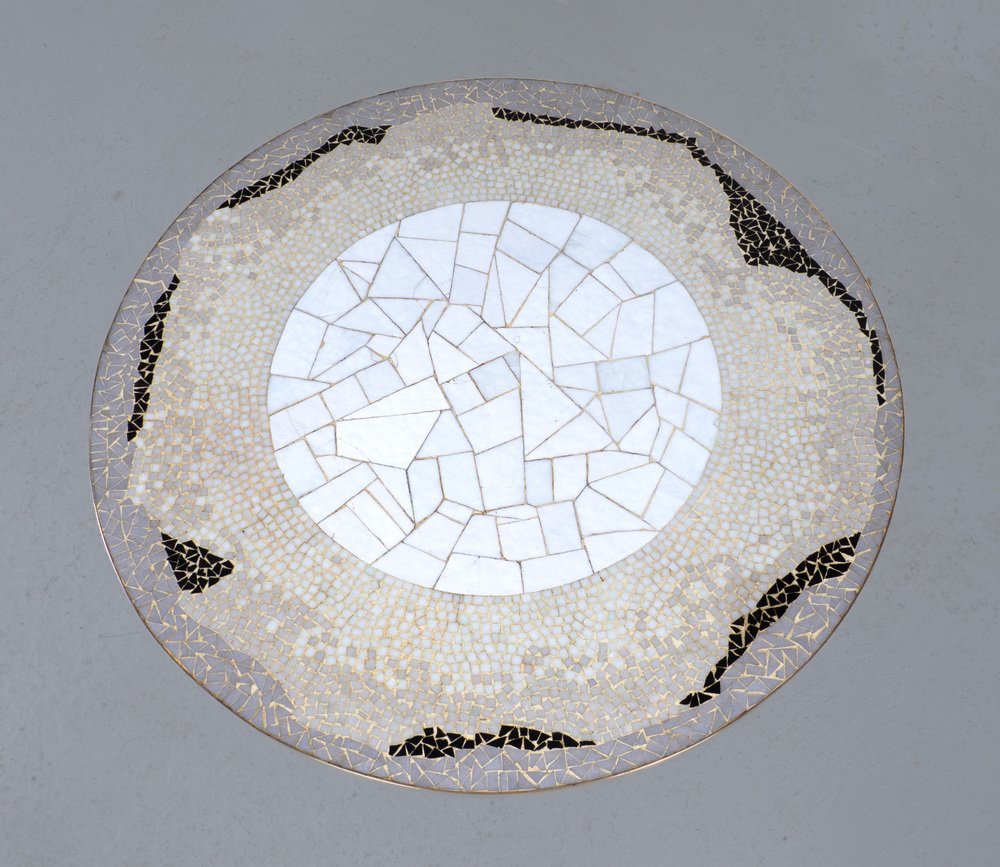 Mosaic and Brass Coffee Table attributed to Berthold Müller, 1950s