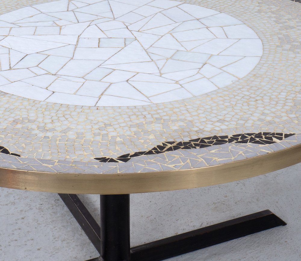 Mosaic and Brass Coffee Table attributed to Berthold Müller, 1950s